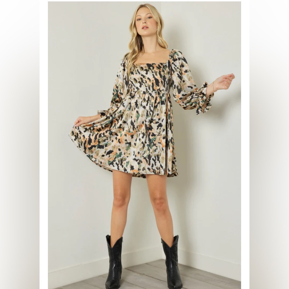 Entro Stylish Multicolor Camouflage Dress; Size XL